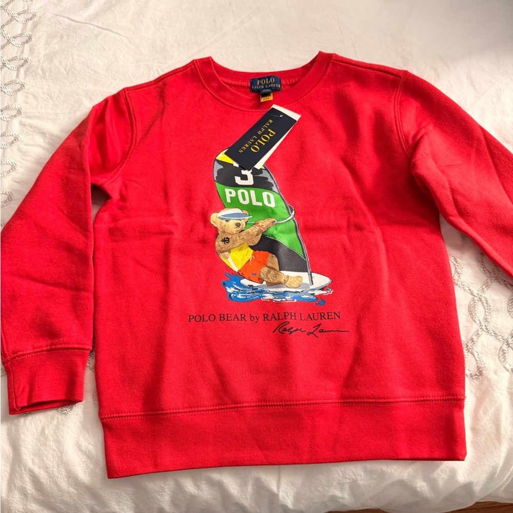 Ralph Lauren Red Polo Bear Graphic Sweatshirt